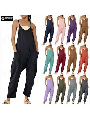 Tuta Pantaloni Harem Donna Scollo V 10 colori - Woman Jampsuit Romper 660003B